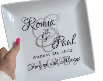 Personalized Wedding Gift Plate - Anniversary Gift For Couple - Bridal Shower Gift - Personalized Gift