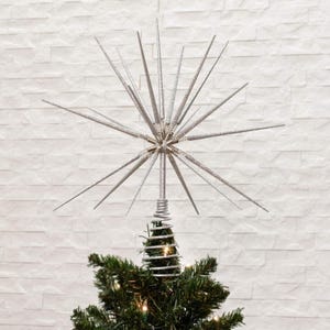 Vintage Style Silver Starburst Christmas Tree Topper
