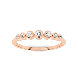 Rond geslepen, in het lab gemaakte diamanten bellenring 925 sterlingzilver 14K roségouden afwerking Minimalistische stapelbare ring