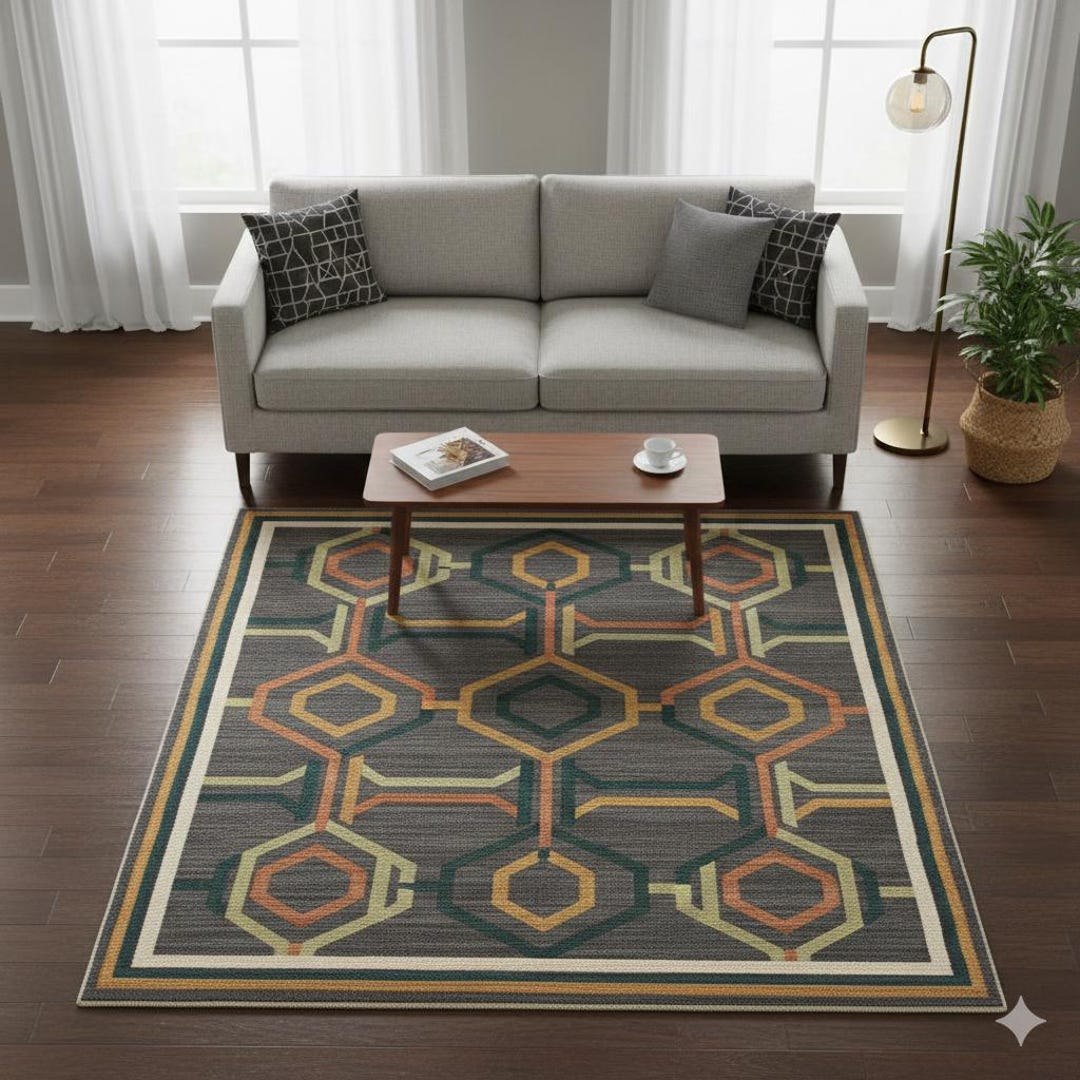 Interlocking Two Rugs Modern Interlocking Octagon: Hand-knotted Osaka Pure Wool Rug. - Etsy