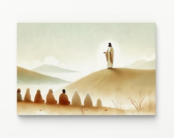 Sermon on the Mount, Digital Download, Christian Wall Art, Artful LDS, Minimalist Neutral Decor, Faith Home Print
