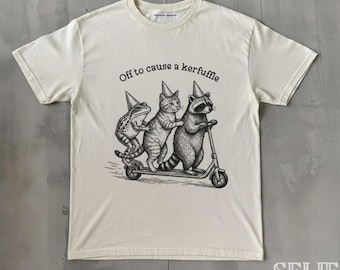 Off To Cause A Kerfuffle Animals - Shirt Funny Groundhog Scooter Tshirt Silly Animal Mental Health Tee Adult Humor Sarcastic T-Shirt