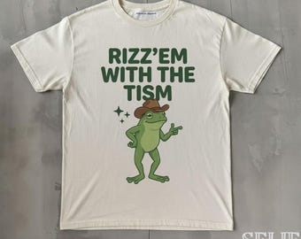 Rizz Em With The Tism Funny Shirt, Funny Animal Graphic T-Shirt, Autism Awareness t-shirt, Frog Meme Tee, Funny Gift For Women & Men