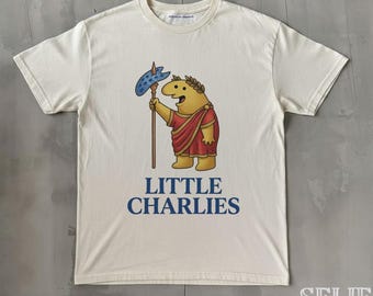 Little Charlie's Shirt, Smiling Pizza Parody for Friends Joke Tee, Caesars White Elephant Gift Shirt, Adult Cartoon Gift Tee,Y2K, Funny Meme