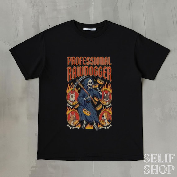 Cursed Hot Dog Shirt, Professional Rawdogger Funny Meme Tee