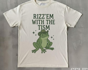 Rizz Em With The Tism Funny Shirt, Funny Animal Graphic T-Shirt, Autism Awareness t-shirt, Frog Meme Tee, Funny Gift For Women & Men