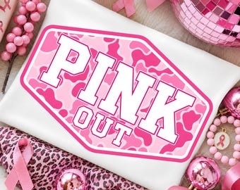 Pink Out PNG, Breast Cancer Awareness PNG, Pink Camo Sports Design, October Shirt Sublimation, 300 DPI Digital Download