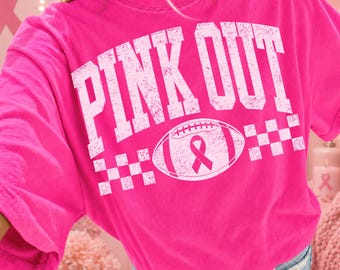 Pink Out PNG Bundle, Breast Cancer Awareness Football PNG, Game Day Shirt Design, October Sports Sublimation, 2 Digital Downloads for Shirts