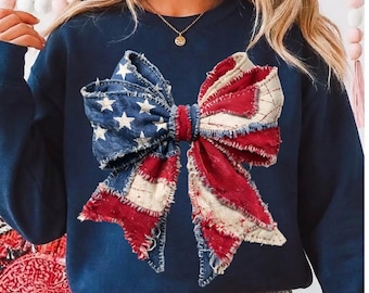 USA Faux Patchwork Png, Usa Patchwork Bow png, Faux Patchwork PNG, FOJ png, Patriotic Flag png Faux foj png Faux 4th July png