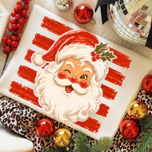 Striped Santa PNG Retro Santa Claus Png Sparkle Santa Vintage Christmas gifts png Retro Christmas shirt sublimation designs digital download image 2