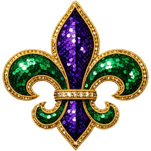 Mardi Gras Sequin Fleur De Lis PNG, Carnival Art (Digital Download)