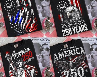 Pacchetto PNG America 250, PNG patriottici 1776-2026, Pacchetto per sublimazione del 4 luglio, Design per maglietta USA 250 anni di libertà, PNG per maglietta patriottica