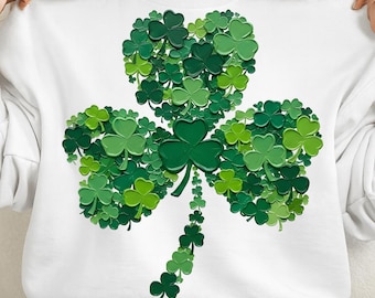 St Patrick's Day Shamrock Heart PNG, Layered Clover Design (Digital Download)