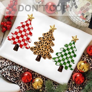 Christmas Tree PNG Leopard Christmas PNG Checkerboard Tree PNG Preppy Holiday Sublimation Digital Download