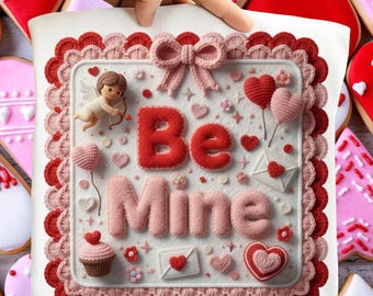 Chenille Valentine PNG, fil au crochet Be Mine Design (téléchargement numérique)