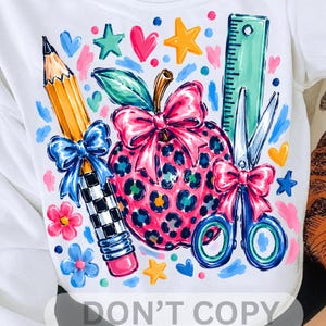 Back To School png, Teacher Apple PNG, School Supplies PNG Pencil Ruler Scissors PNG, Teacher Shirt Design, Classroom png