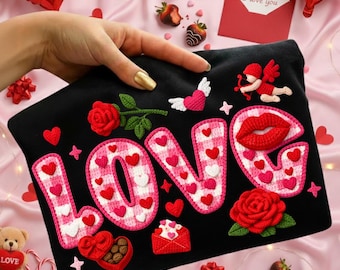 LOVE Faux Crochet PNG, Art du fil Cupidon pour la Saint-Valentin (téléchargement numérique)