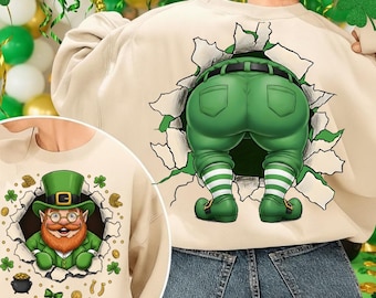 Funny Leprechaun Front and Back PNG, St Patrick’s Day Shirt Design (Digital Download)