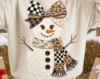 Christmas Snowman PNG, 300 Dpi Leopard Bow Snowman, Christmas PNG, Winter Holiday Sublimation, Christmas Shirt Design, Xmas Digital Download