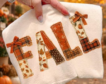 PNG de patchwork otoñal, PNG de otoño, PNG de letras de aplique otoñales, diseño de camisa a cuadros de calabaza, PNG de camisa de otoño, PNG de sublimación, diseño de transferencia DTF
