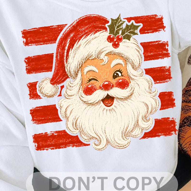 Striped Santa PNG Retro Santa Claus Png Sparkle Santa Vintage Christmas gifts png Retro Christmas shirt sublimation designs digital download image 5