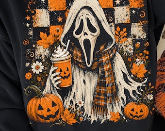 Ghostface Fall Coffee Png, Halloween Latte Shirt Design, Autumn Spooky Season Sublimation, Spooky Pumpkin Coffee PNG
