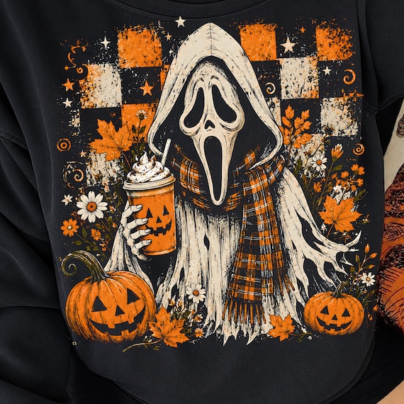 Ghostface Fall Coffee Png, Halloween Latte Shirt Design, Autumn Spooky Season Sublimation, Spooky Pumpkin Coffee PNG