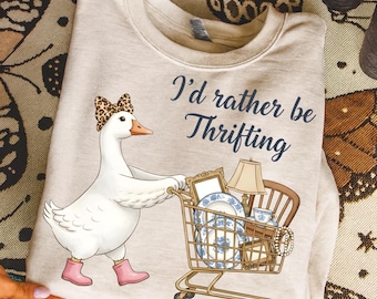 Thrifting Goose PNG, In My Granny Era PNG Design Vintage Goose Kitchen Shelf Art, Grandma Core Graphic, Sublimation PNG Instant Download