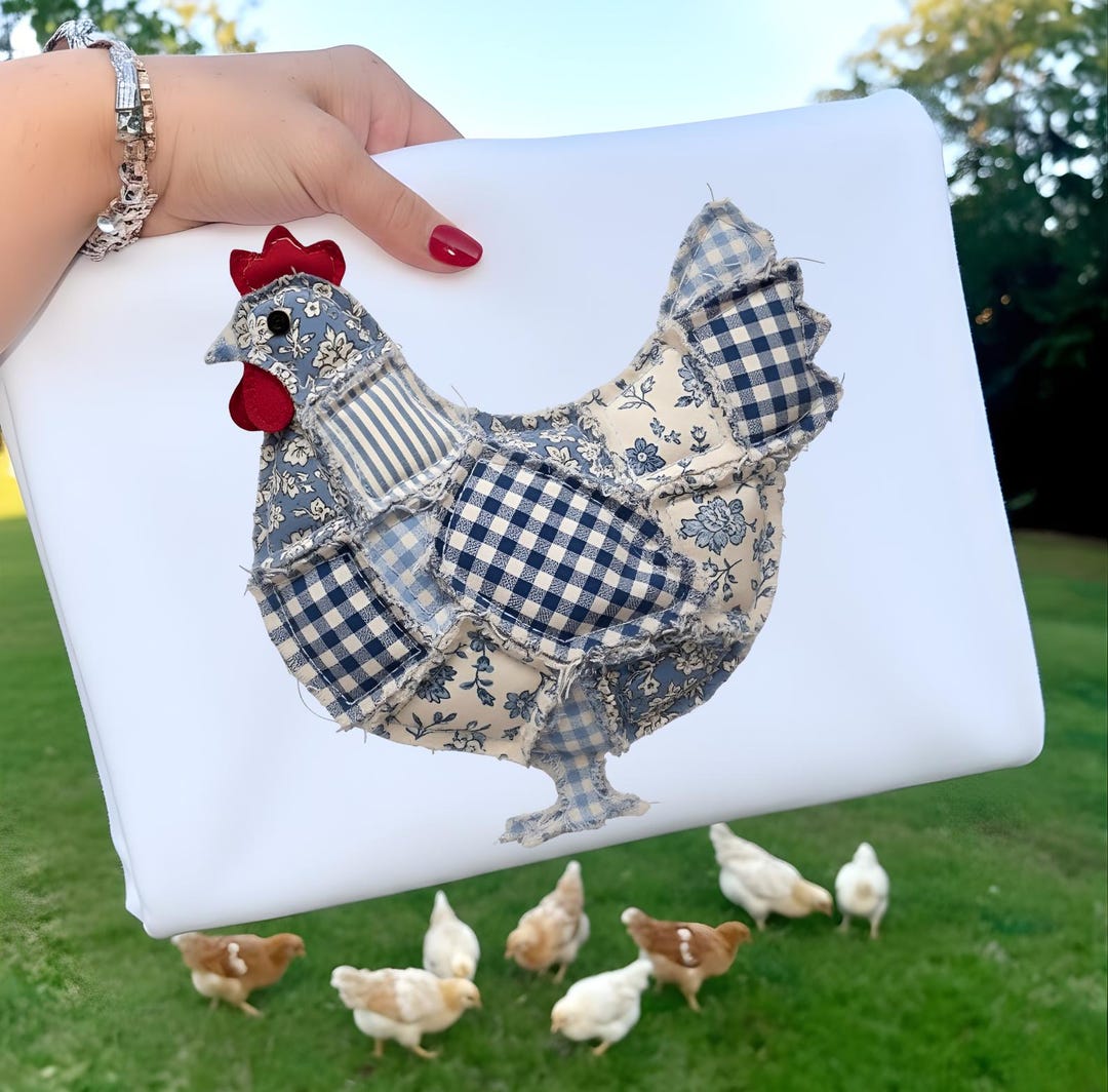 Patchwork Chicken Png, Farmhouse Chicken Clipart, Country Cottage ...