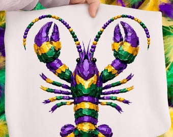 Mardi Gras Crawfish PNG, Impasto Acrylic Style, Carnival Sublimation (Digital Download)