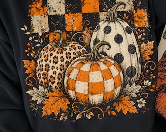 Preppy Pumpkins Trio PNG, Fall Pumpkin PNG, Leopard Pumpkin png, Checkered Pumpkin PNG, Boho Autumn Pumpkin Digital Download