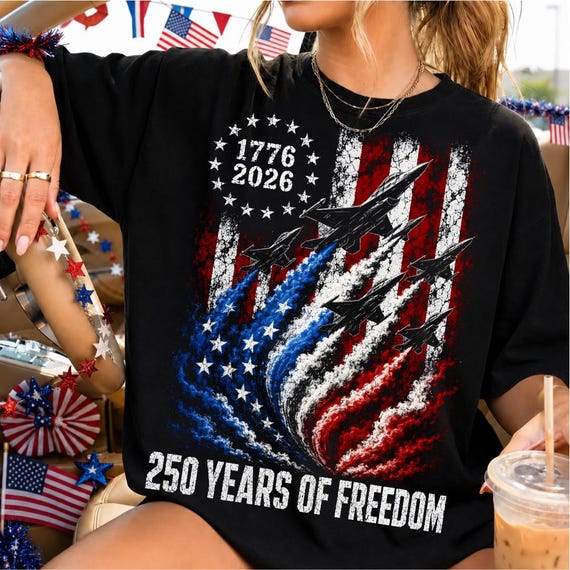 250 Years of Freedom png, Patriotic Fighter Jets PNG, America 250th Anniversary Design, USA Flag Sublimation, 1776 2026 Digital Download