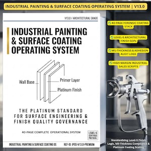 May include: A white book titled "INDUSTRIAL PAINTING & SURFACE COATING OPERATING SYSTEM" with a diagram of paint layers and a silver spray gun. The book includes information on architectural grade standards and forensic coating.