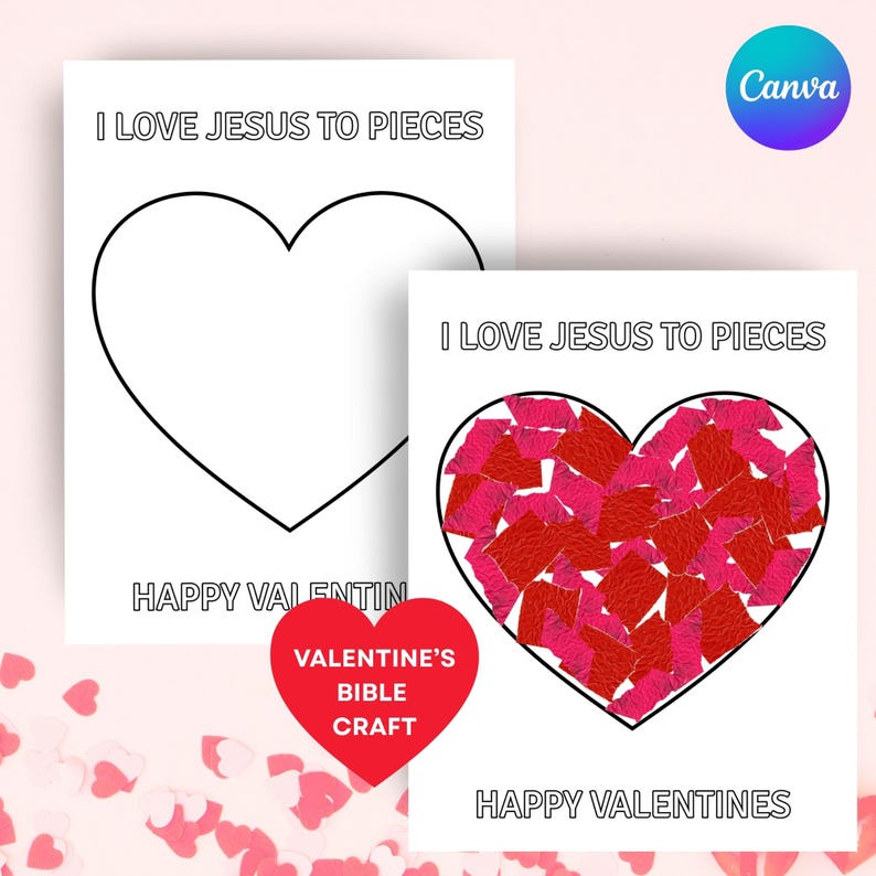 Christian Valentine Craft Printable for Kids I Love Jesus to Pieces ...