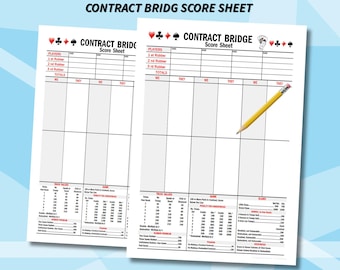 Contract Bridge Score Sheet - Rubber Bridge Tally Printable