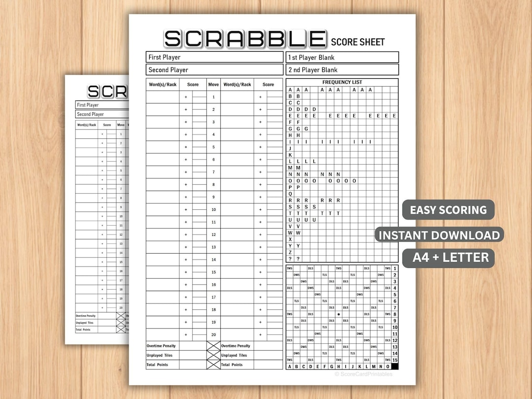 Scrabble Worksheet.pdf Scrabble Score Sheet, Family Game Night Printable (A4/US Letter PDF ...