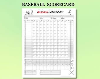 Baseball Scorecard, Printable Game Stats Tracker (US-Letter & A4) (PDF Download)