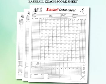Baseball Coach Score Sheet, Stats Tracker, Lineup Planner (PDF Template)