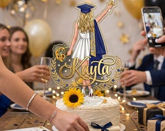 Decorazione personalizzata per torta di laurea per ragazze, decorazione per torta "Classe del 2026", decorazione per festa di laurea, regalo di laurea per figlia, regali di laurea per lei