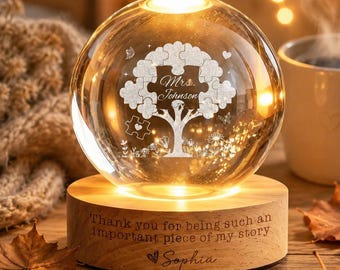 Teacher Appreciation Gift,Personalized Teacher Crystal Ball Night Light,Thank You Teacher Gift,Teacher Week Gift,Employee Leaving Gift