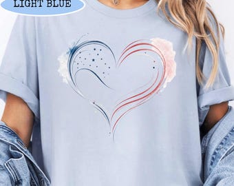 Maglietta retrò anni '80 stile Top Gun con cuore a forma di jet, maglietta patriottica Synthwave USA, abbigliamento per spettacoli aerei del 4 luglio, fantastica maglietta con grafica di un aereo da combattimento.
