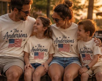 Custom Family Reunion 4th of July Shirts, Personalized Family Name Vacation Tee, Matching USA Flag Group Outfits, Fourth of July Family Set
