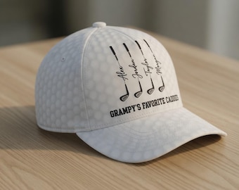 Personalized Grandpa Golf Hat with Kids Names, Custom Grampy's Favorite Caddies Cap, Father's Day Gift for Golfer, Embroidered Dad Gift