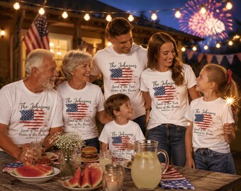 Coastal 4th of July Custom Location Shirt, Beach Family Matching Tee, Personalized Cape Cod USA Flag Shirt, Nautical Holiday Family Outfit