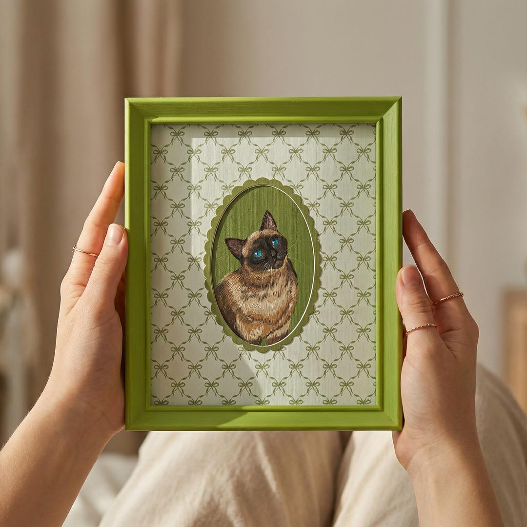 Cat Photo Frame With Bow Pattern | Colorful Borders | Wall/shelf Decor ...