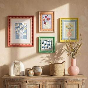 Wavy Scalloped Photo Frame – Colorful Decorative Wall Frame for Gallery Wall – 4x6 5x7 8x10 – Sold Individually