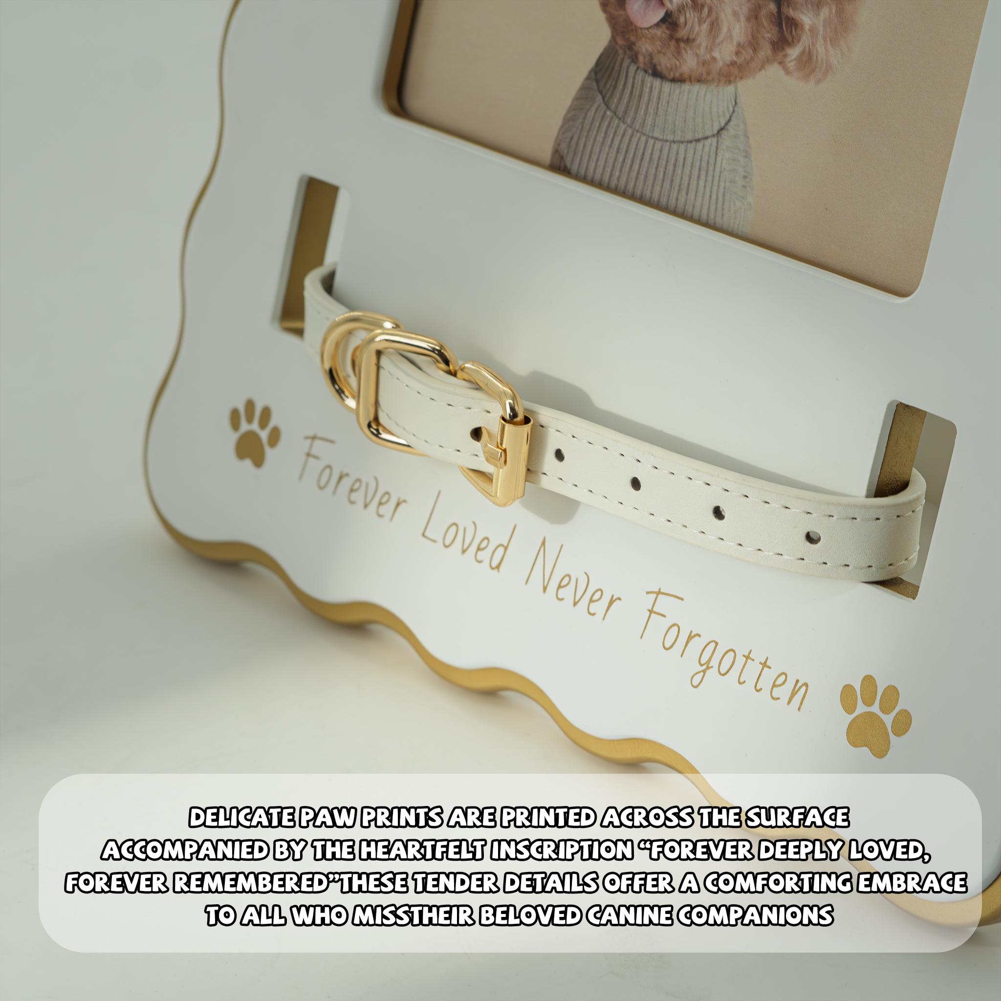 Colar Frame Custom Pet Memorial Photo Frame - Cream Gold Dog Collar Frame | 4x4/4x6 ...