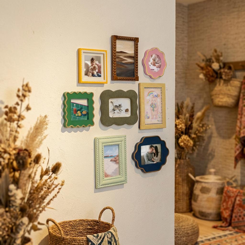 8-piece Scalloped Picture Frame Set, Colorful Decorative Mix & Match ...