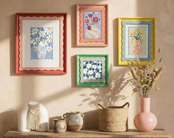 Kleurrijke golvende fotolijstjesset, pastelkleurige kamerdecoratie, 4x6 5x7 8x10 - Leuke fotolijstjes voor op tafel of aan de muur, een leuk cadeau voor haar