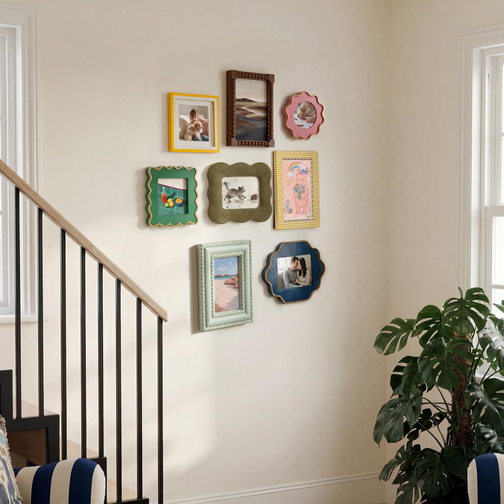 8-piece Scalloped Picture Frame Set, Colorful Decorative Mix & Match ...